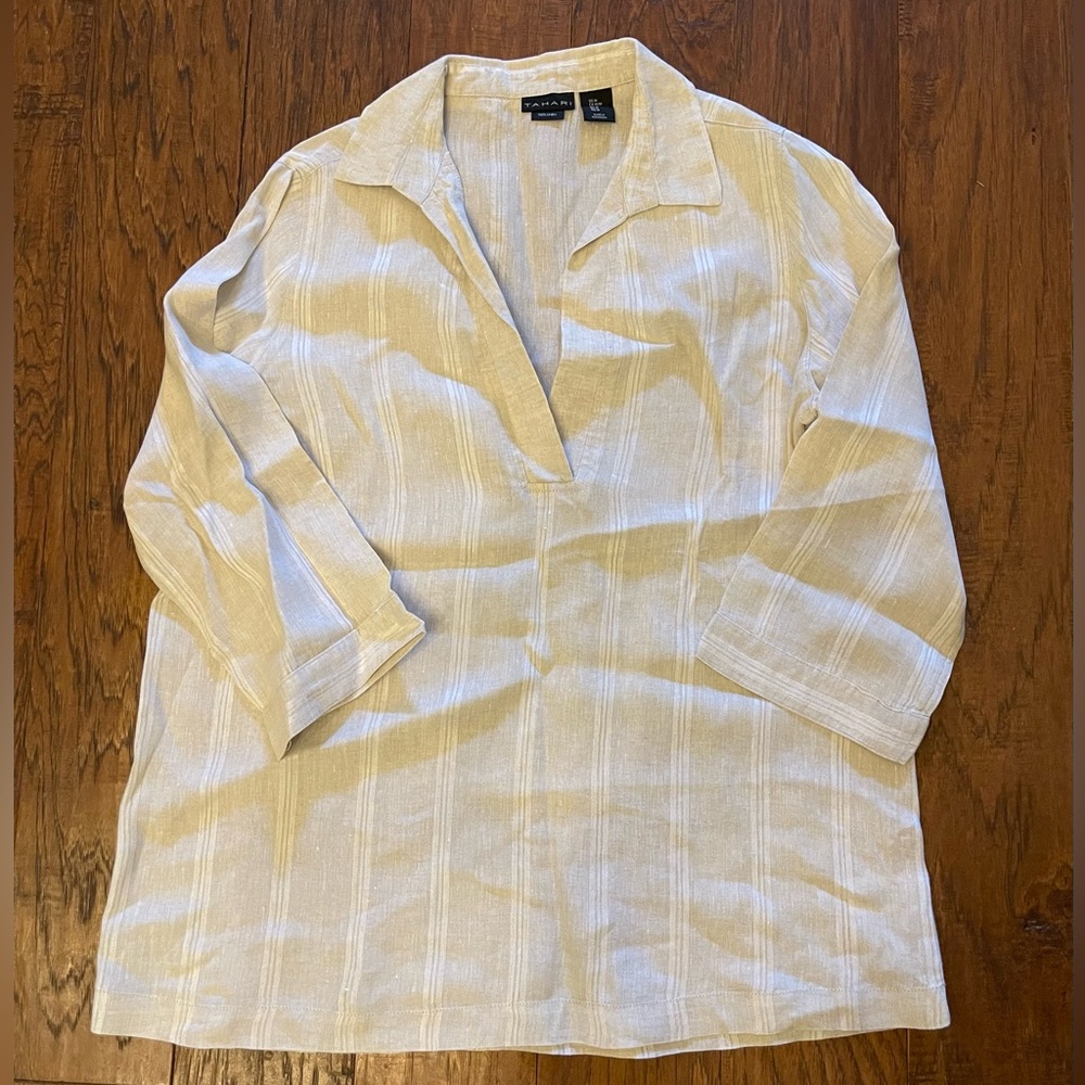 Women's Tahari 100% Linen Tunic | M
